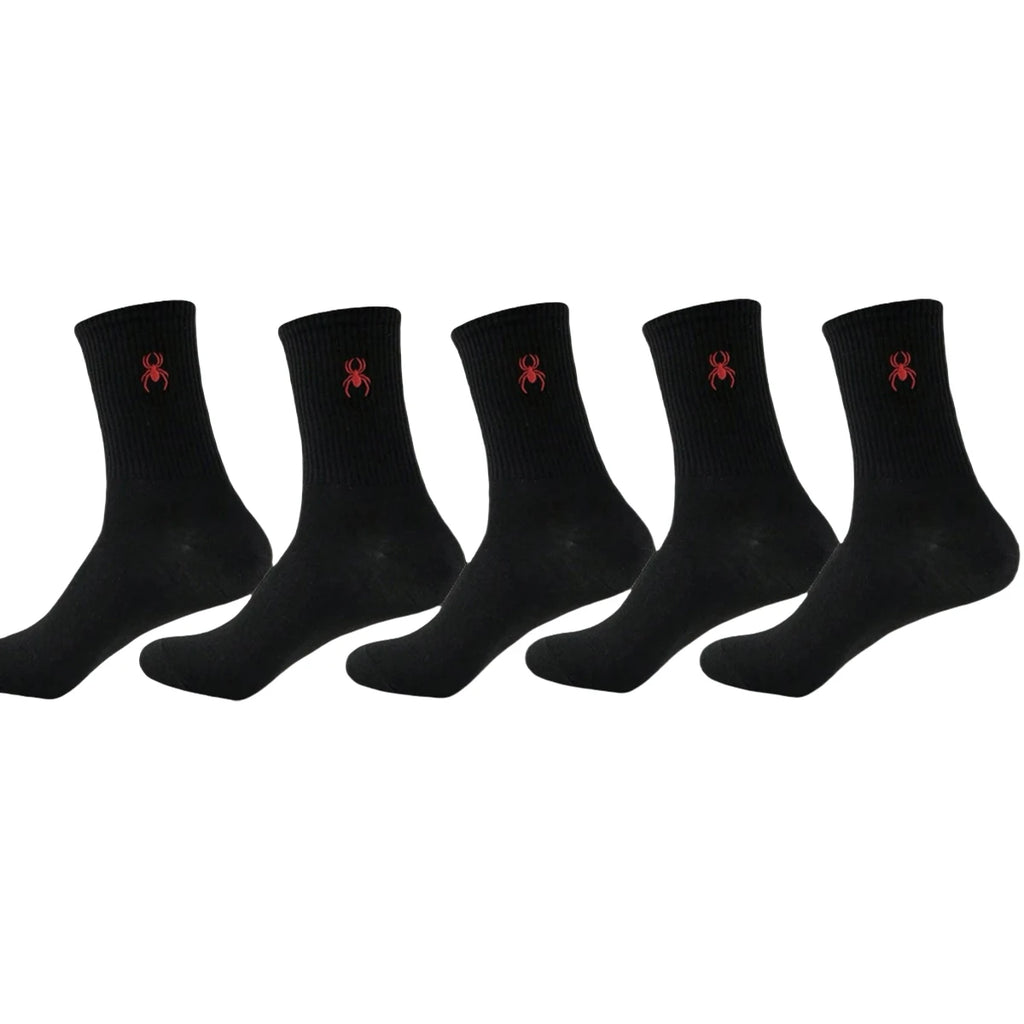 Polyester Elastane Crew Socks Spider Pattern
