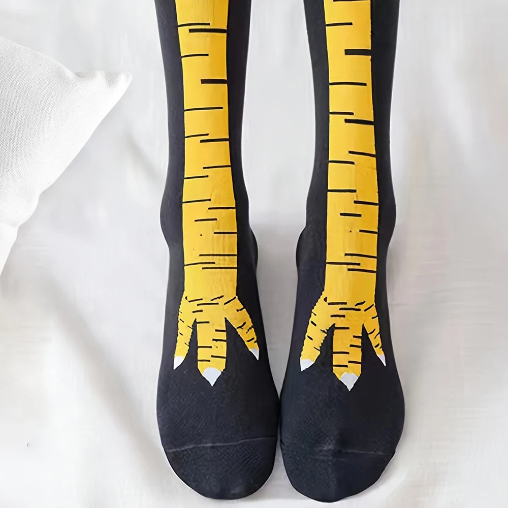 Polyester Spandex Knee High Chicken Claw Novelty Socks - 3