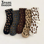 Polyester Elastane Leopard Print Casual Crew Socks