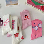 Polyester Elastane Cartoon Printed Mid Tube Casual Socks