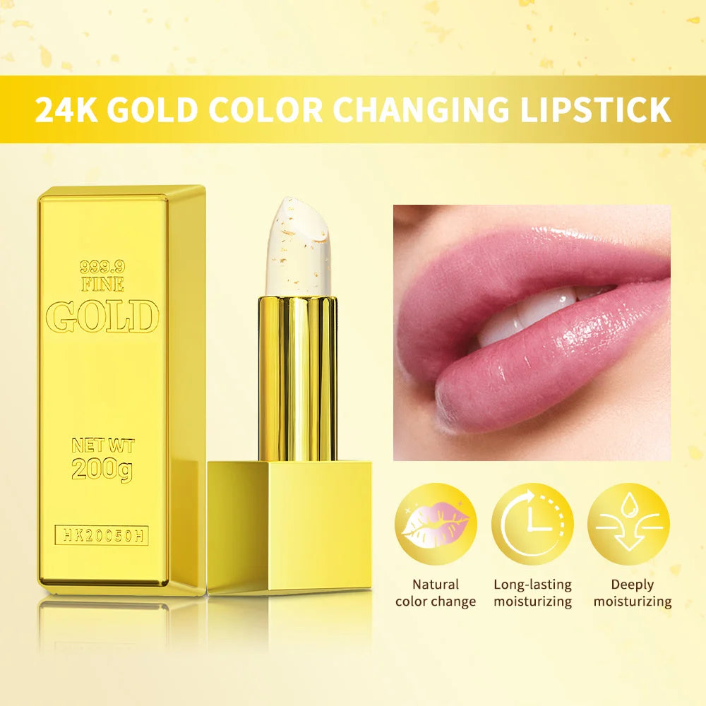Gold Flake Color Changing Lip Balm Moisturizing Lipstick