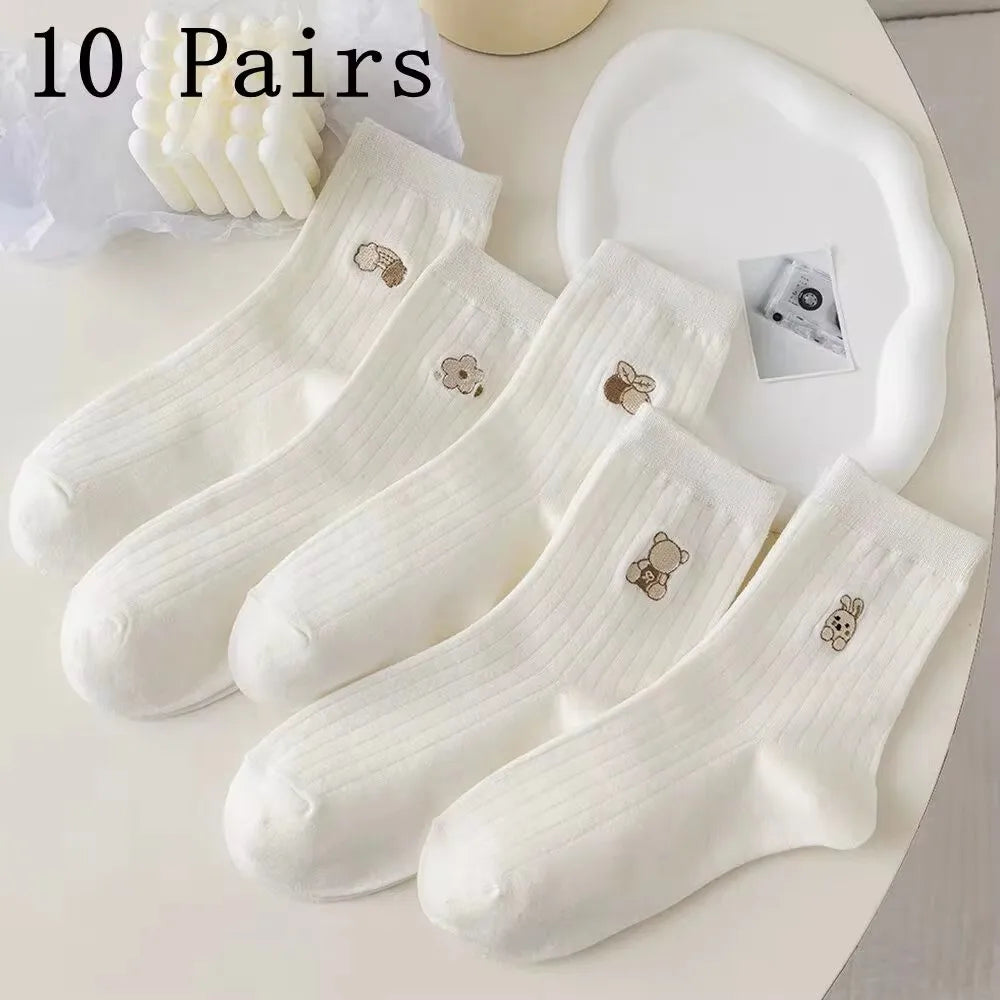 Polyester Blend Cartoon Expression Mid Tube Casual Socks