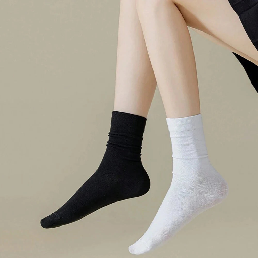 7 Pairs Womens Polyester Spandex Mid Tube Casual Socks - 7
