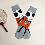 Halloween Skull Print Unisex Knit Mid Calf Socks
