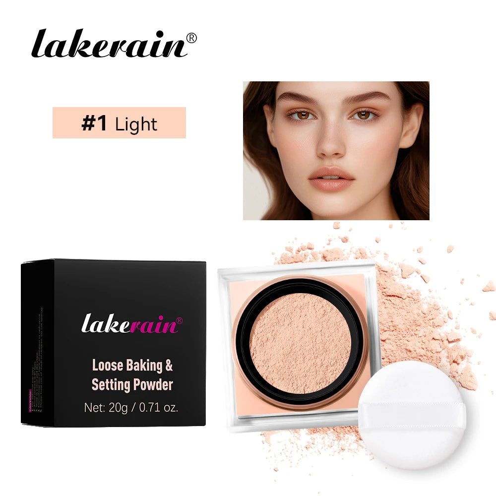 Matte Finish Loose Setting Powder Makeup With Puff