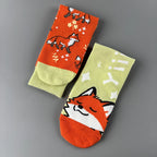 Cotton Blend Fox Pattern Casual Socks