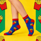 Cotton Blend French Fries Print Casual Socks