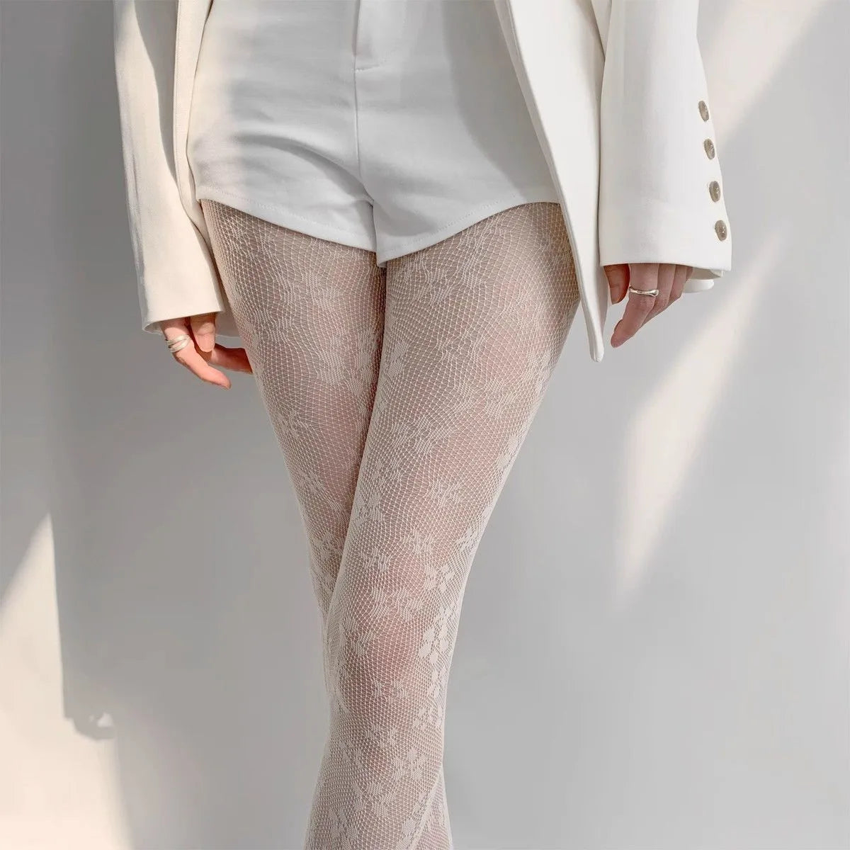 Floral Lace Mesh Nylon Pantyhose Tights