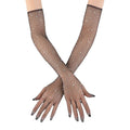 Polyester Elastane Mesh Rhinestone Long Gloves