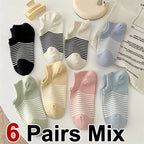 Polyester Elastane Striped Low Cut Casual Socks
