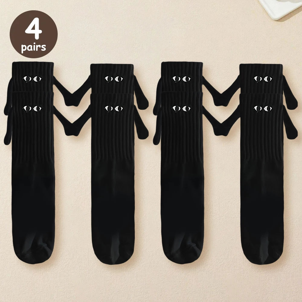 Magnetic Cartoon Eye Mid Tube Couple Socks