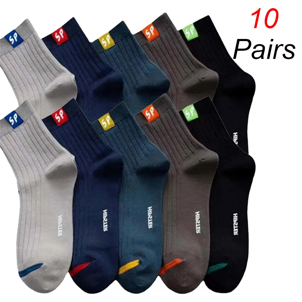Polyester Elastane Blend Crew Socks Breathable Casual Footwear