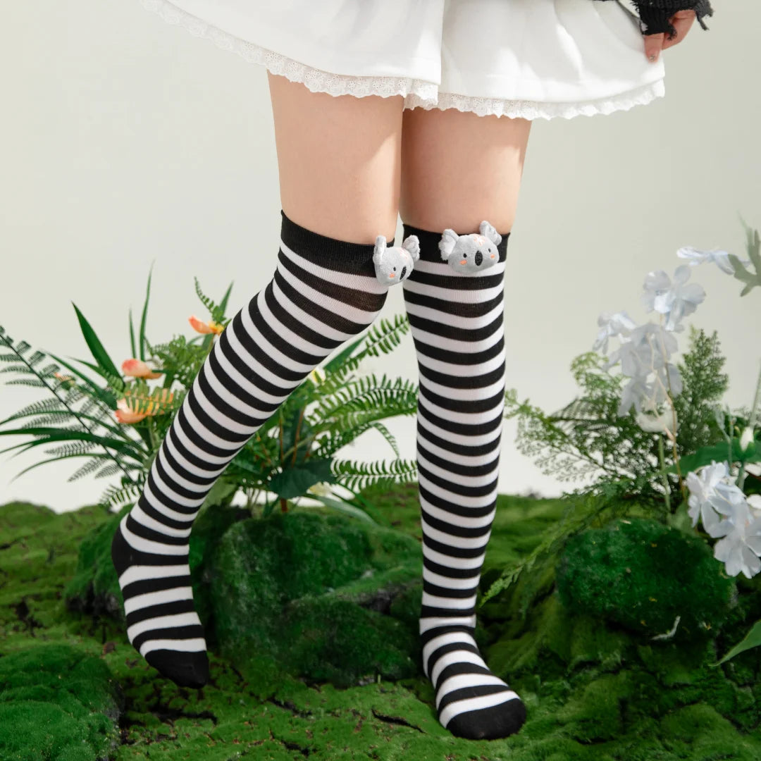 Polyester Spandex Striped Knee High Socks - 8