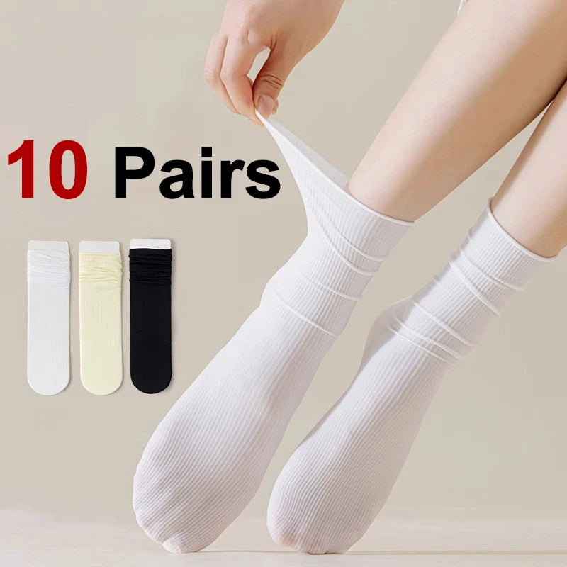 10 Pairs Nylon Elastane Mid Length Casual Socks