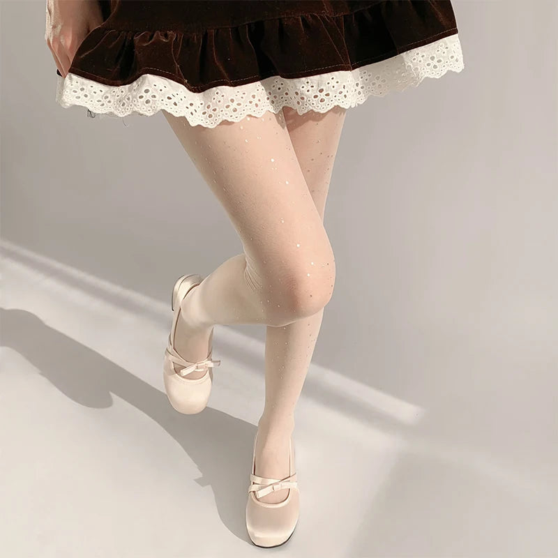 Polyester Elastane Sequin Sheer Pantyhose