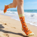 Cotton Blend Mid Calf Fox Pattern Casual Socks