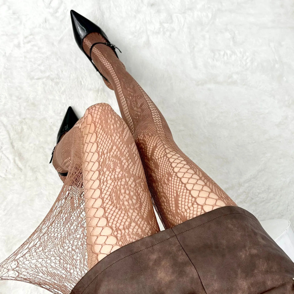 Floral Lace Mesh Patterned Women Tights