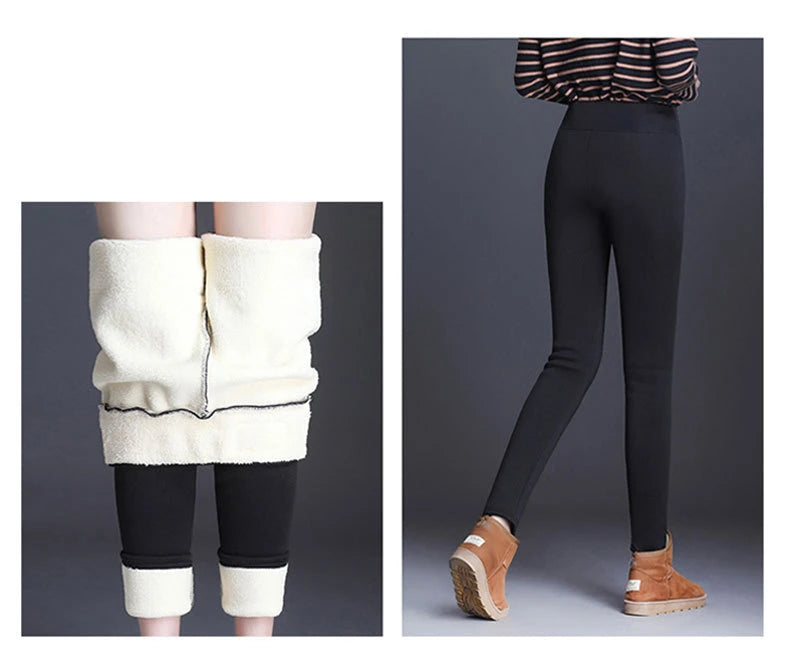 Polyester Fleece Lined High Waist Leggings