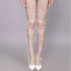 Elastic Nylon Bandage Cross Strap Tights