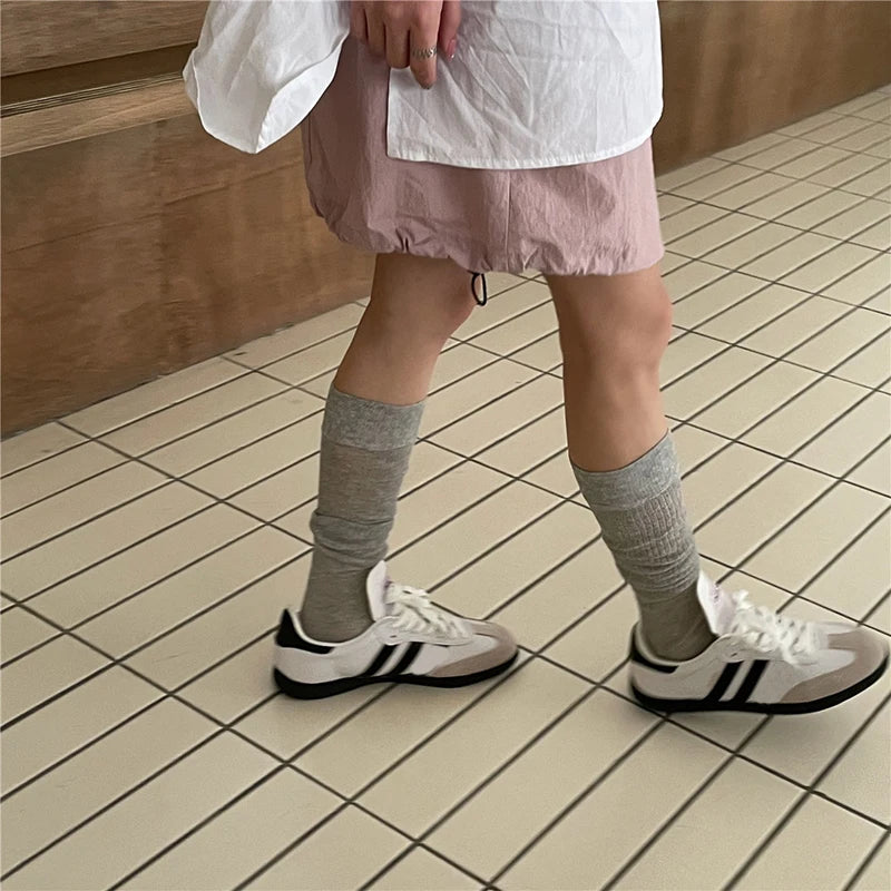 Cotton Blend Breathable Vertical Striped Long Socks For Women