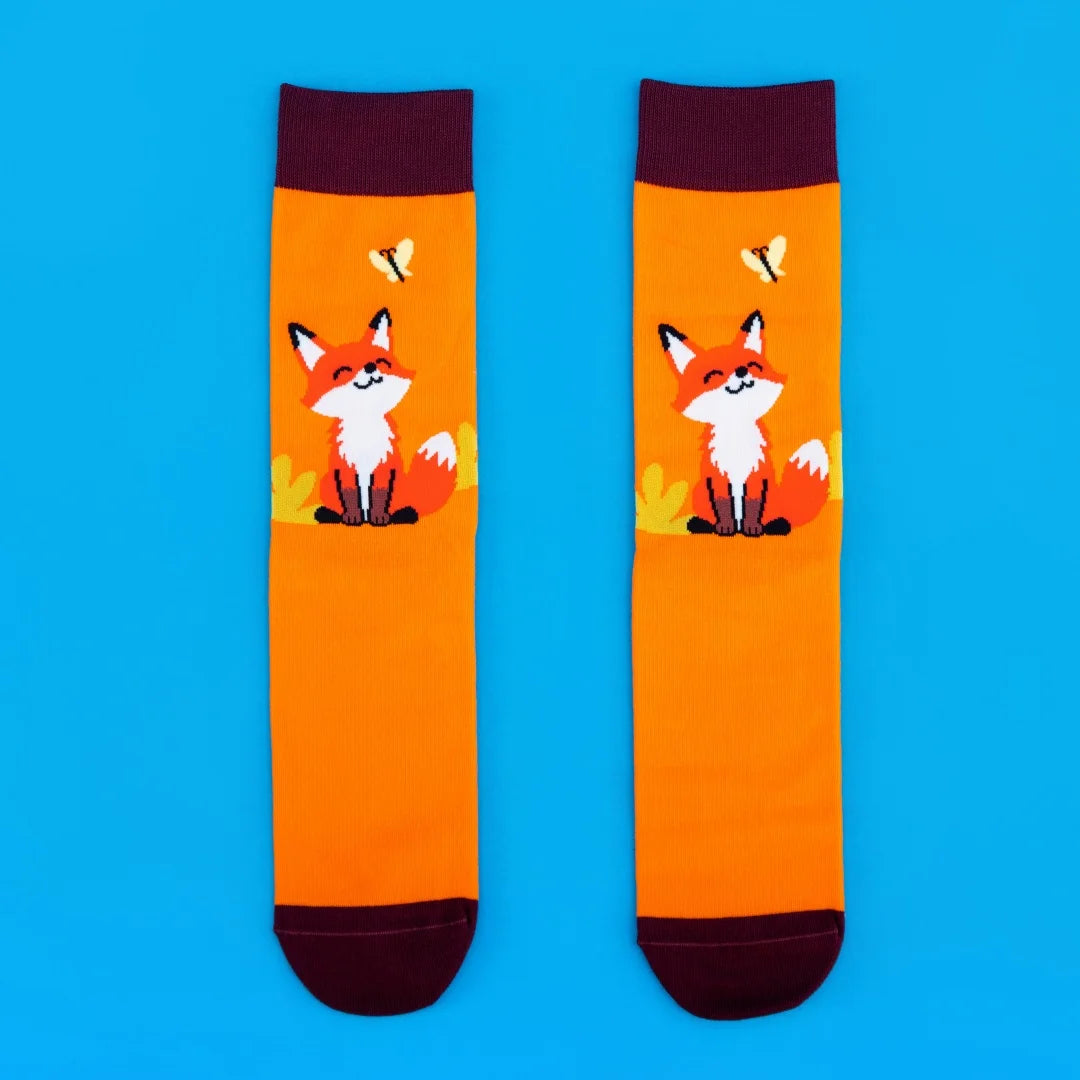 Cotton Blend Fox Pattern Mid Calf Unisex Socks
