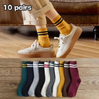 Striped Polyester Blend Mid Tube Casual Socks for Women