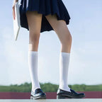 Nylon Polyester Knee High Stockings Solid Color