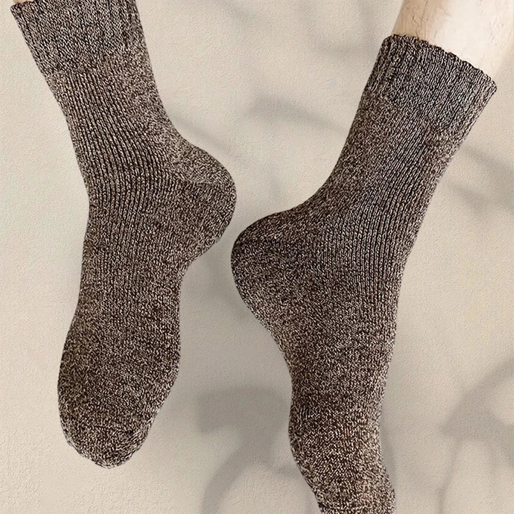 Thick Polyester Elastane Blend Mens Winter Crew Socks - 5