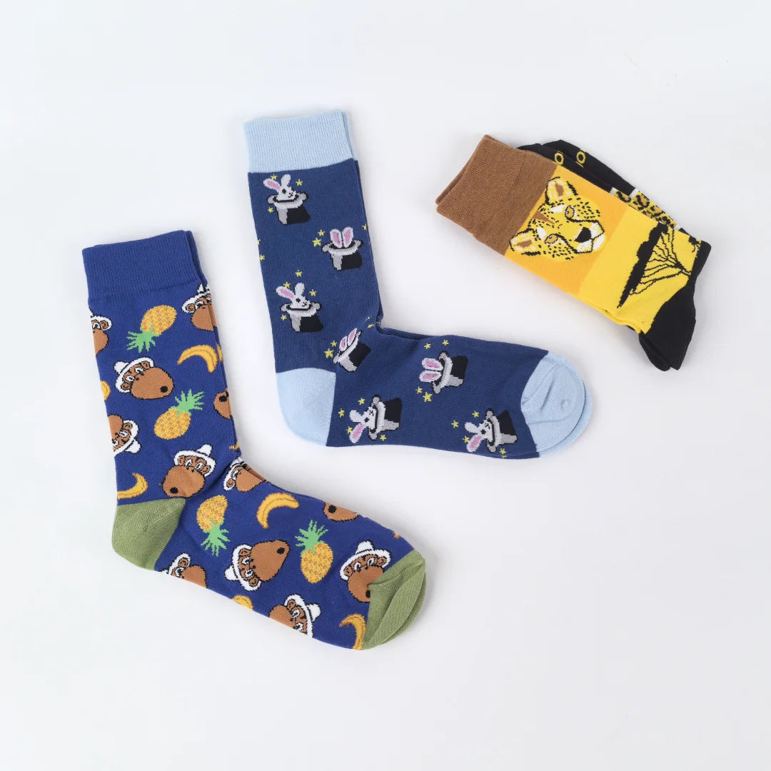 Polyester Animal Pattern Mid Calf Men Socks - 3