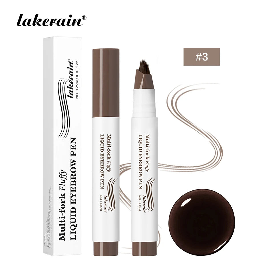 Liquid Eyebrow Pencil Multi Prong Brush Waterproof Makeup Pen