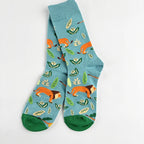 Cotton Blend Lion Print Mid Calf Casual Socks