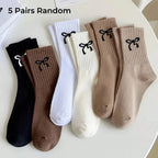 Polyester Elastane Women Bow Crew Socks