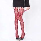 Floral Nylon Pantyhose Suspender Tights