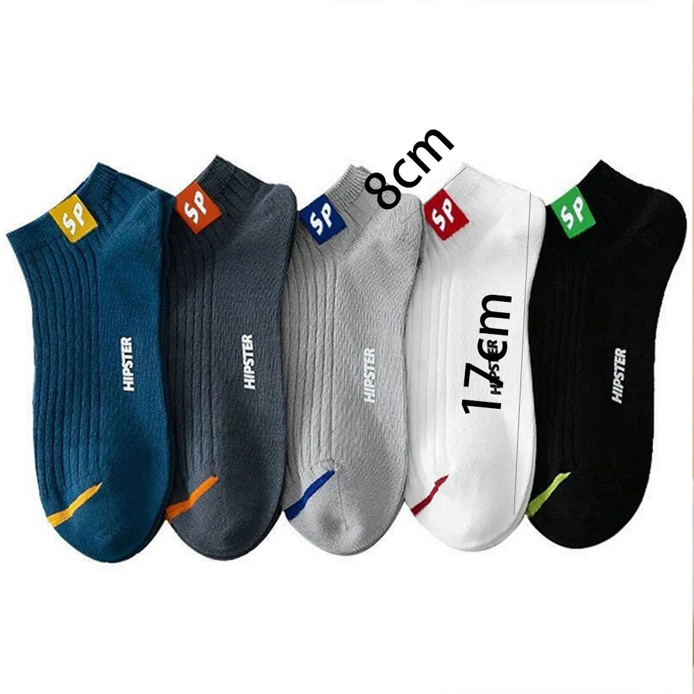 5 Pack Mens Polyester Blend Breathable Ankle Socks - 6