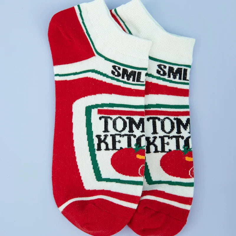 Cotton Blend Tomato Print Ankle Socks - 3