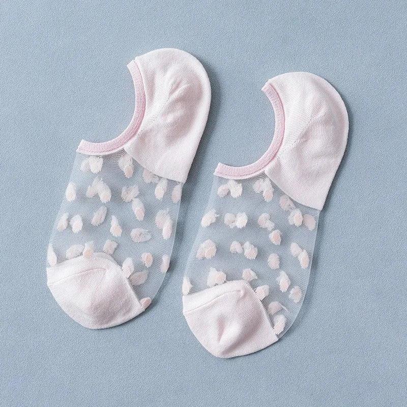 Polyester Elastane Polka Dot Invisible Low Cut Casual Socks - 15