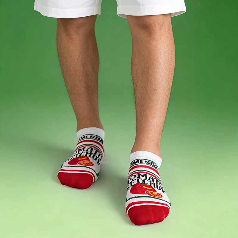Cotton Blend Tomato Print Ankle Socks