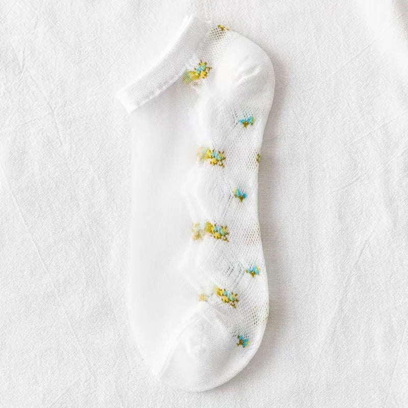 Polyester Elastane Floral Ankle Socks