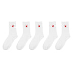 Polyester Elastane Heart Pattern Women Crew Socks