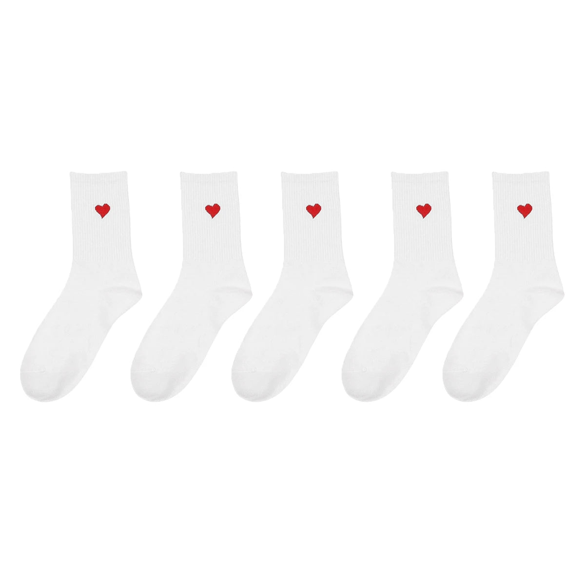 Polyester Elastane Heart Pattern Women Crew Socks