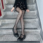 Nylon Cross Print Gothic Lolita Fishnet Tights