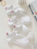 Polyester Blend Floral Print Low Cut Ankle Socks 5 Pack