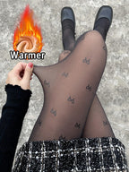 Polyester Elastane Fleece Lined Thermal Pantyhose