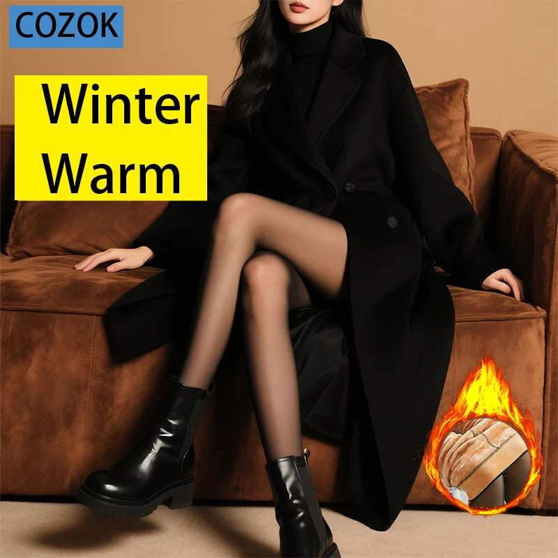 Fleece Lined Translucent Thermal Tights Women Pantyhose