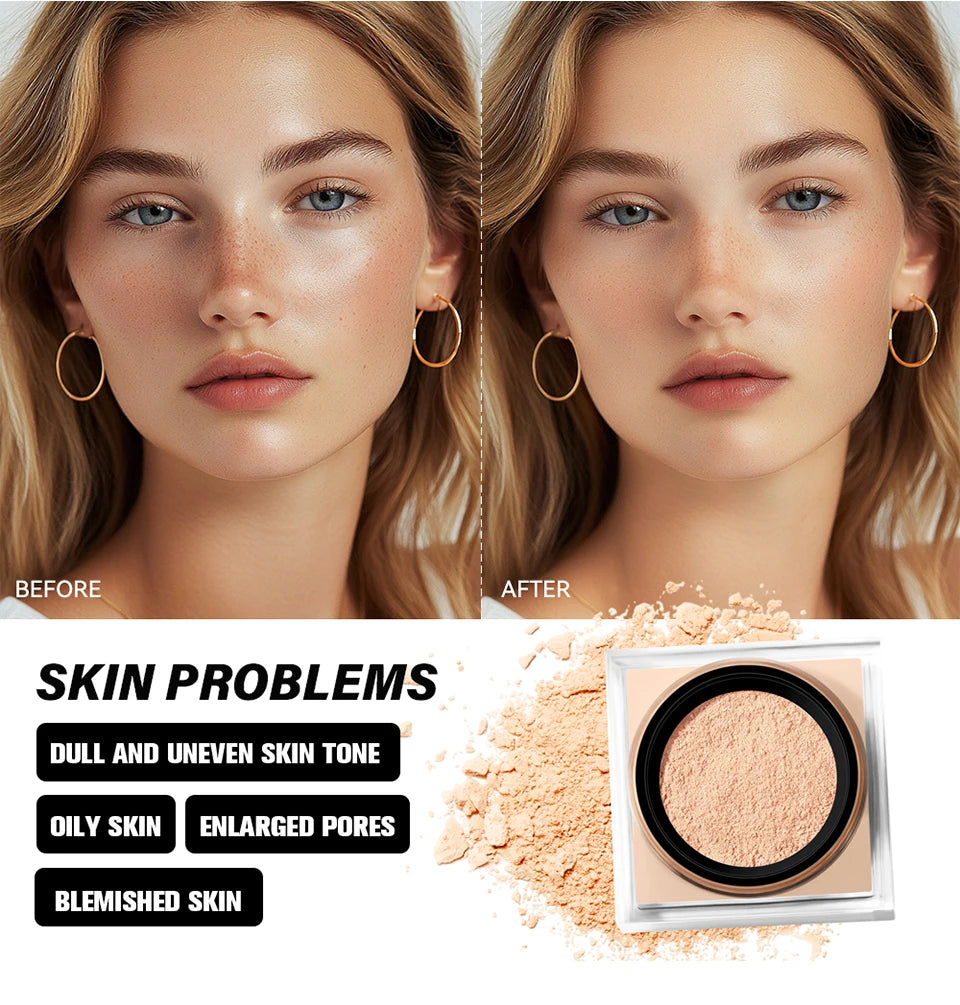 Matte Finish Loose Setting Powder Makeup With Puff - 11