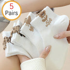 Polyester Elastane Teddy Bear Print Casual Ankle Socks for Women