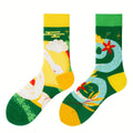 Cotton Blend Mid Calf Art Print Casual Socks