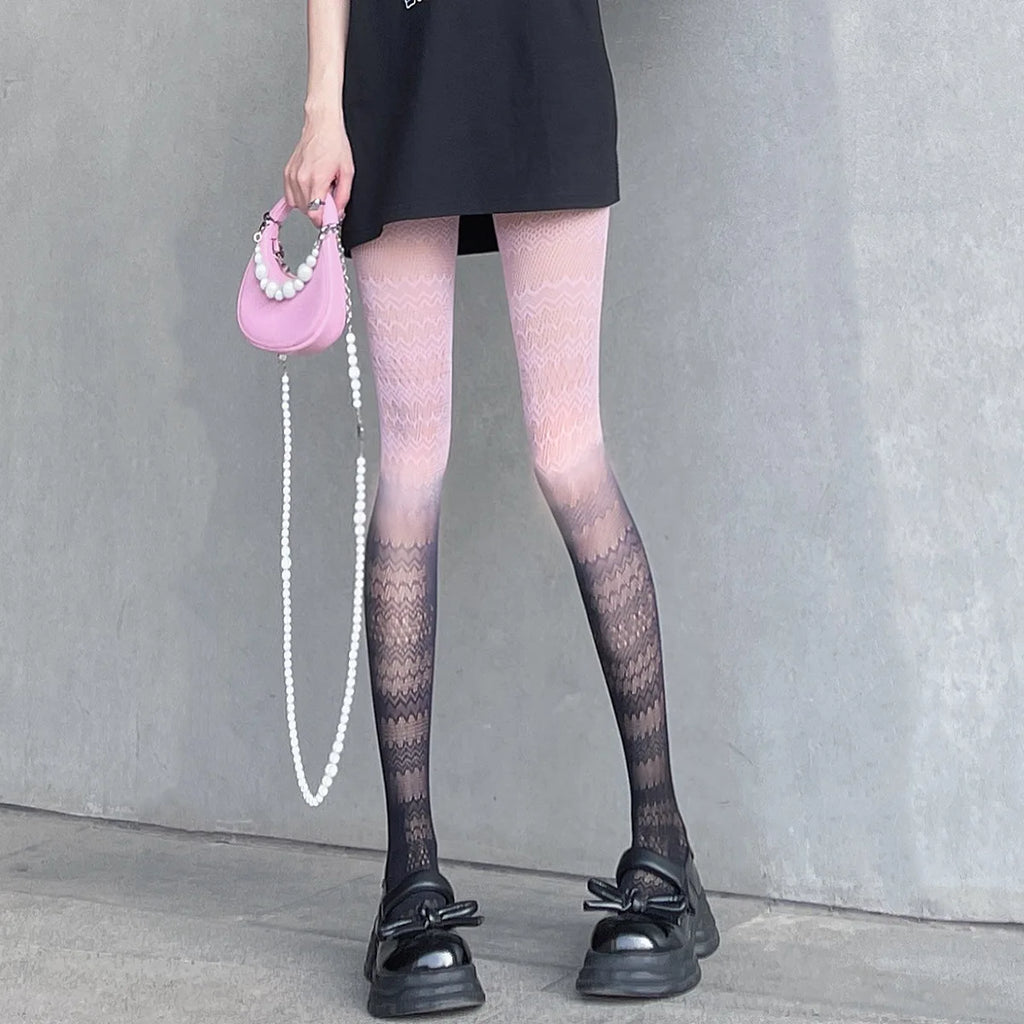Gradient Pattern Polyester Nylon Tights