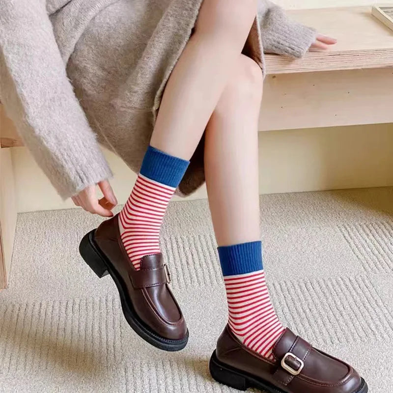 Striped Polyester Elastane Crew Socks Women - 4