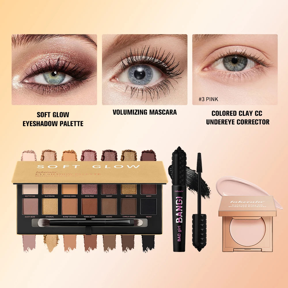 3 Piece Clay Corrector Eyeshadow And Volumizing Mascara Makeup Set - 7